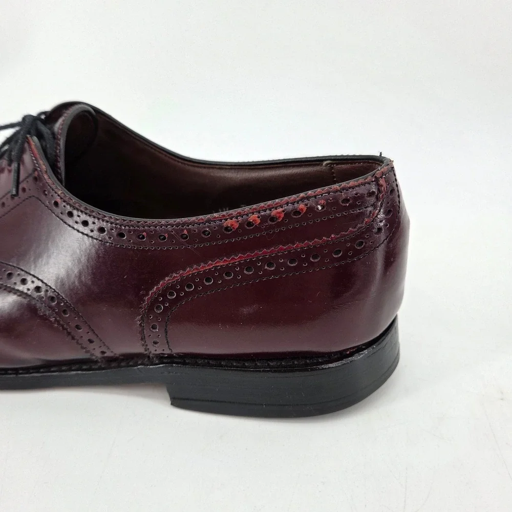 Allen Edmonds Sanford Burgundy Red Cap Toe Brogue Derby Oxford Shoes Mens 11.5